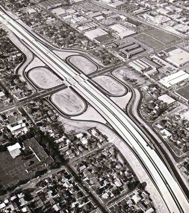1957 Federal Highway Administration aerial photo of a new I-5 interchange in Glendale, CA.